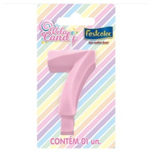 Vela Candy Rosa Nº7 Com 10 Unidades-107769-848