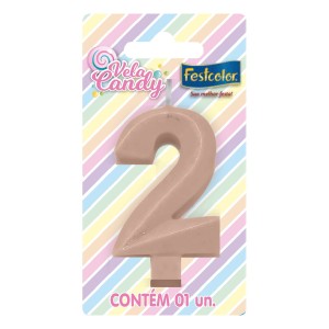 Vela Candy Salmão Nº2 Com 10 Unidades-107775