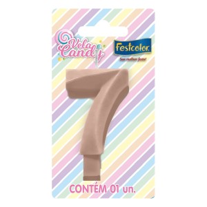 Vela Candy Salmão Nº7 Com 10 Unidades-107780