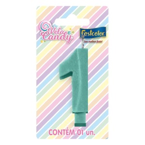 Vela Candy Verde Nº1 Com 10 Unidades-107785