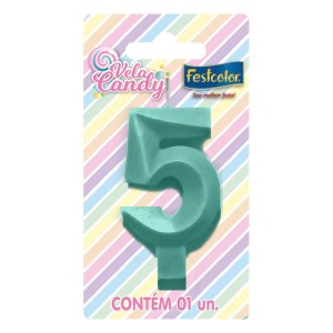 Vela Candy Verde Nº5 Com 10 Unidades