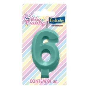 Vela Candy Verde Nº6 Com 10 Unidades