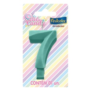 Vela Candy Verde Nº7 Com 10 Unidades