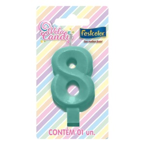 Vela Candy Verde Nº8 Com 10 Unidades