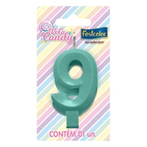 Vela Candy Verde Nº9 Com 10 Unidades-107793