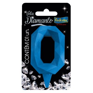 Vela Diamante Azul N 0 Com 10 Unidades-109821-15883