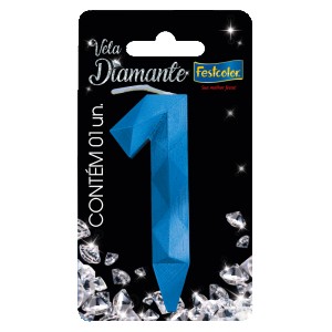 Vela Diamante Azul Nº1 Com 10 Unidades-109812-16772