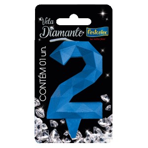 Vela Diamante Azul Nº2 Com 10 Unidades-109813-65627