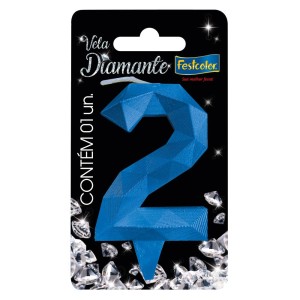 Vela Diamante Azul Nº2 Com 10 Unidades-109813-73355