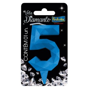 Vela Diamante Azul Nº5 Com 10 Unidades-109816-64822