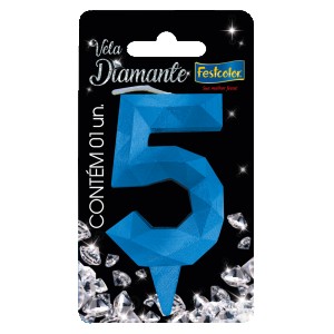 Vela Diamante Azul Nº5 Com 10 Unidades-109816-69880