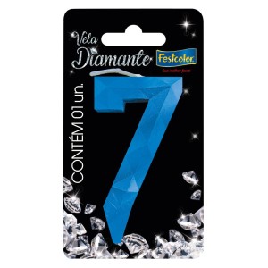 Vela Diamante Azul Nº7 Com 10 Unidades