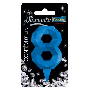 Vela Diamante Azul Nº8 Com 10 Unidades-109819-59670