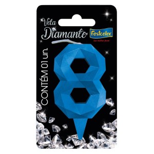 Vela Diamante Azul Nº8 Com 10 Unidades