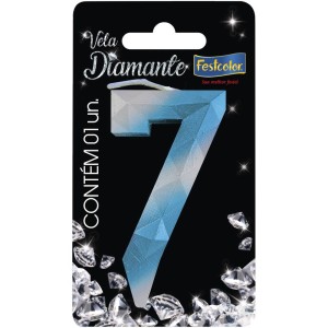 Vela Diamante Azul Prateada Nº7 10 Unidades-108747-81469