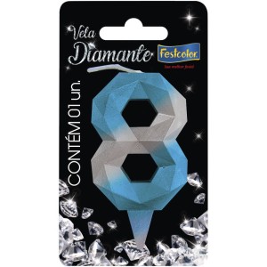 Vela Diamante Azul Prateada Nº8 10 Unidades-108748-28393