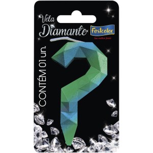 Vela Diamante Azul Verde N ? Com 10 Unidades