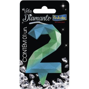 Vela Diamante Azul Verde Nº2 10 Unidades-108731-86819