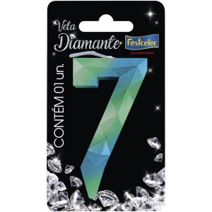 Vela Diamante Azul Verde Nº7 10 Unidades-108736-87039