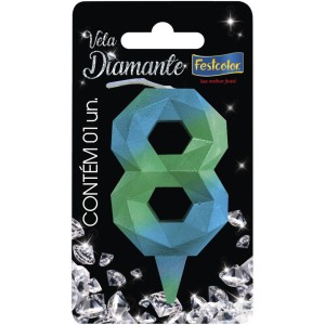 Vela Diamante Azul Verde Nº8 10 Unidades-108737-98478