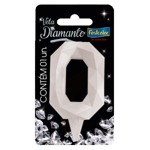 Vela Diamante Branca N 0 Com 10 Unidades-109859-43983