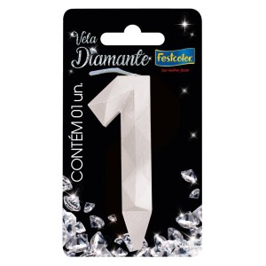 Vela Diamante Branca Nº1 Com 10 Unidades-109860-17658