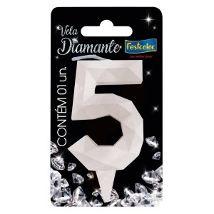 Vela Diamante Branca Nº5 Com 10 Unidades-109864-66821