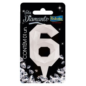 Vela Diamante Branca Nº6 Com 10 Unidades-109865-36741