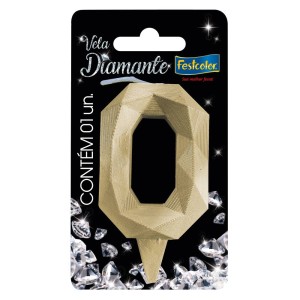 Vela Diamante Ouro N 0 Com 10 Unidades