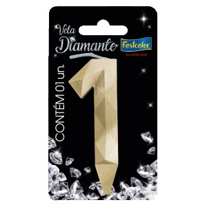 Vela Diamante Ouro Nº1 Com 10 Unidades-109845-28767