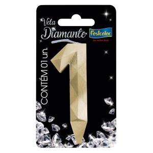 Vela Diamante Ouro Nº1 Com 10 Unidades-109845-79801