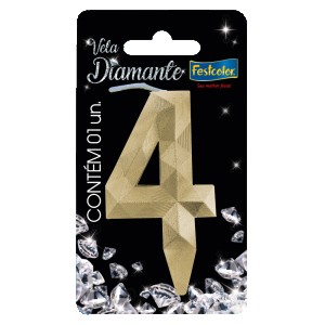 Vela Diamante Ouro Nº4 Com 10 Unidades-109848-57314