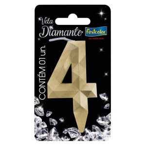 Vela Diamante Ouro Nº4 Com 10 Unidades-109848-82616