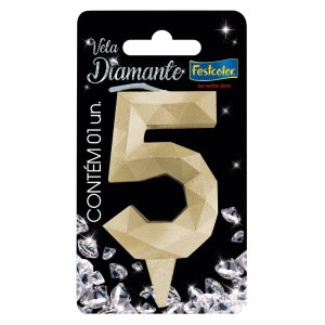 Vela Diamante Ouro Nº5 Com 10 Unidades