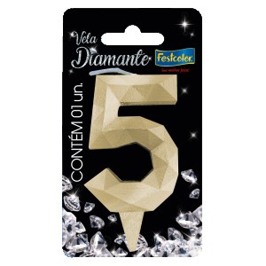 Vela Diamante Ouro Nº5 Com 10 Unidades-109849-68119