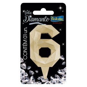 Vela Diamante Ouro Nº6 Com 10 Unidades-109850-53349