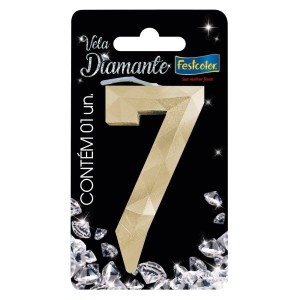 Vela Diamante Ouro Nº7 Com 10 Unidades