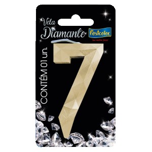 Vela Diamante Ouro Nº7 Com 10 Unidades-109851-70036