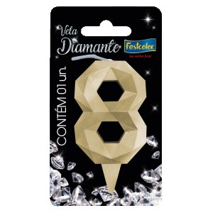 Vela Diamante Ouro Nº8 Com 10 Unidades-109852-13637