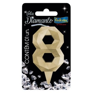 Vela Diamante Ouro Nº8 Com 10 Unidades-109852-56841