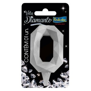 Vela Diamante Prata N 0 Com 10 Unidades-109832-17299