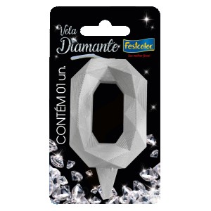 Vela Diamante Prata N 0 Com 10 Unidades-109832-26487