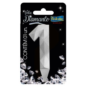 Vela Diamante Prata Nº1 Com 10 Unidades-109823-13746