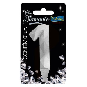 Vela Diamante Prata Nº1 Com 10 Unidades-109823-75776