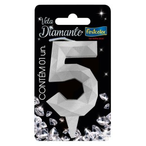 Vela Diamante Prata Nº5 Com 10 Unidades