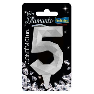 Vela Diamante Prata Nº5 Com 10 Unidades-109827-71490