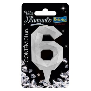 Vela Diamante Prata Nº6 Com 10 Unidades-109828-32952