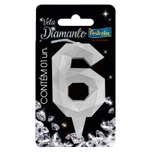 Vela Diamante Prata Nº6 Com 10 Unidades-109828-80598