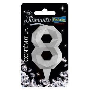 Vela Diamante Prata Nº8 Com 10 Unidades-109830-95597