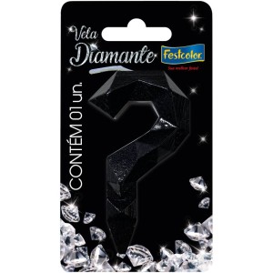 Vela Diamante Preta N ? Com 10 Unidades-109869-93077